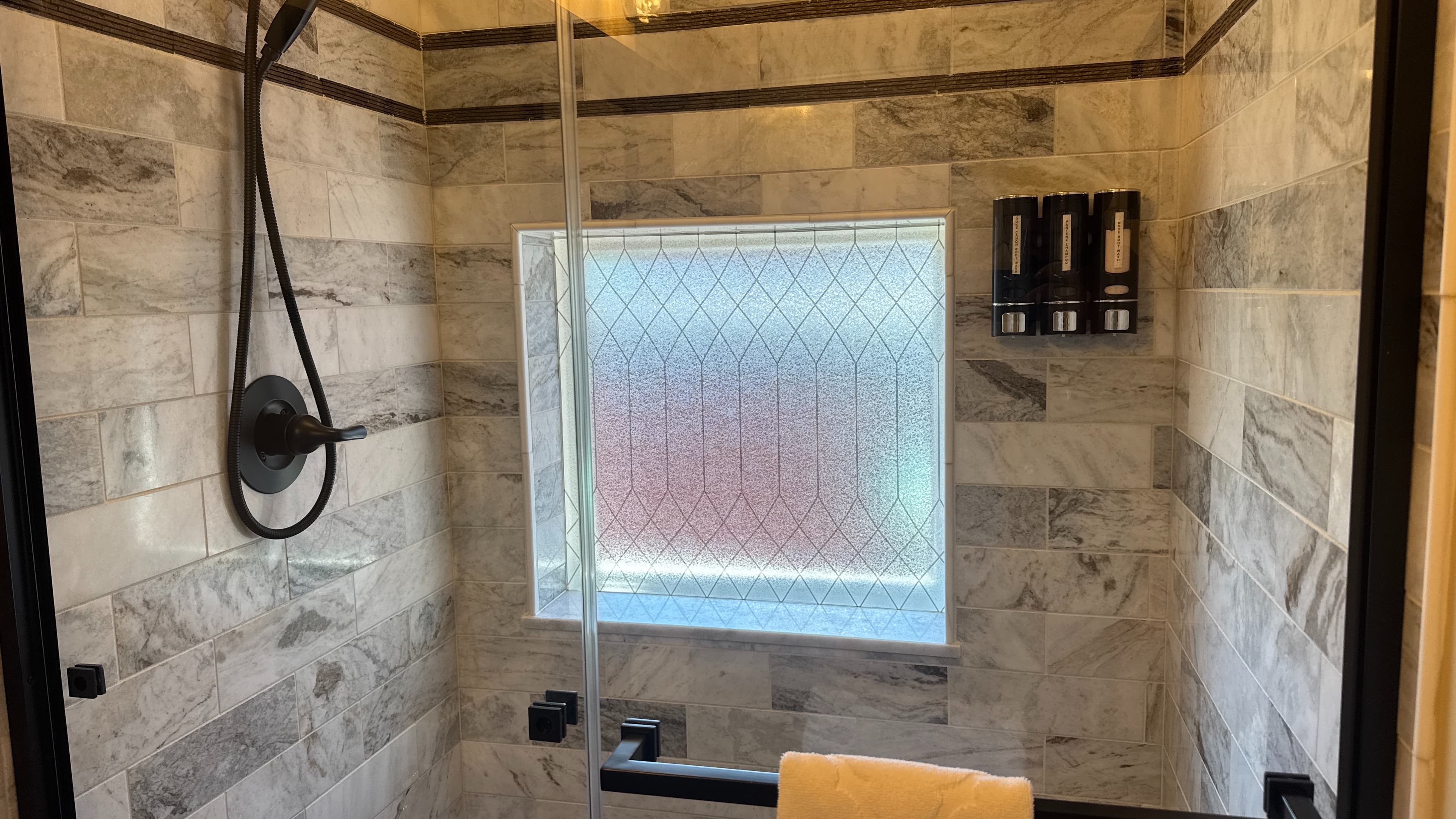 Detail of walk-in shower