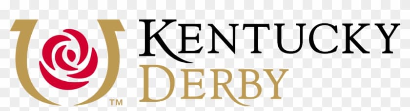 Logo of the Kentucky Derby featuring a red rose and horseshoe design. Logo of the Kentucky Derby featuring a red rose and horseshoe design.